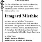 Danksagung Irmgard Miethke