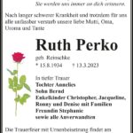 Traueranzeige Ruth Perko, geb. Reinschke