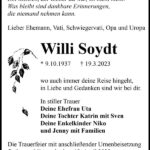 Traueranzeige Willi Soydt