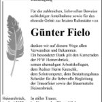 Danksagung Günter Fielo