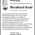 Danksagung Bernhard Koal