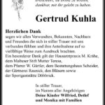 Danksagung Gertrud Kuhla