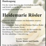 Danksagung Heidemarie Rösler