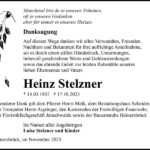 Danksagung Heinz Stelzner