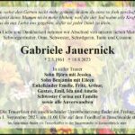 Traueranzeige Gabriele Jauernick