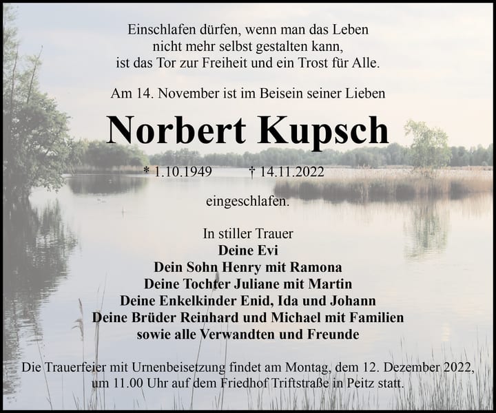 Traueranzeige Norbert Kupsch