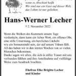 Danksagung Hans-Werner Lecher