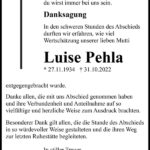 Danksagung Luise Pehla