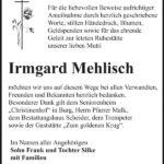 Danksagung Irmgard Mehlisch