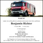 Traueranzeige Benjamin Richter