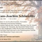 Danksagung Hans-Joachim Schönfelder