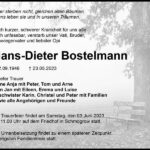 Traueranzeige Hans-Dieter Bostelmann