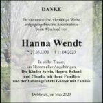 Danksagung Hanna Wendt