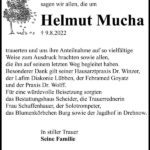 Danksagung Helmut Mucha