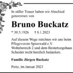 Traueranzeige Bruno Buckatz