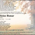 Traueranzeige Heinz Bunar