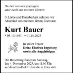 Traueranzeige Kurt Bauer