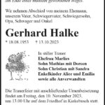 Traueranzeige Gerhard Halke