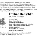 Traueranzeige Eveline Hanschke