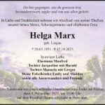 Traueranzeige Helga Marx, geb. Liegau