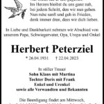 Traueranzeige Herbert Peterziel
