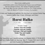 Traueranzeige Horst Halko