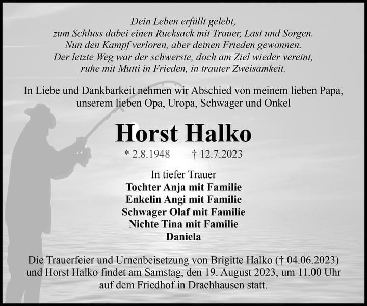 Traueranzeige Horst Halko