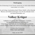 Danksagung Volker Krüger
