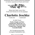 Traueranzeige Charlotte Jeschke