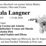 Traueranzeige Ursula Langner