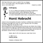 Danksagung Horst Hobracht
