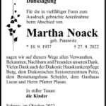 Danksagung Martha Noack, geb. Pannwitz
