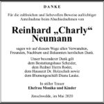 Danksagung Reinhard „Charly“ Neumann