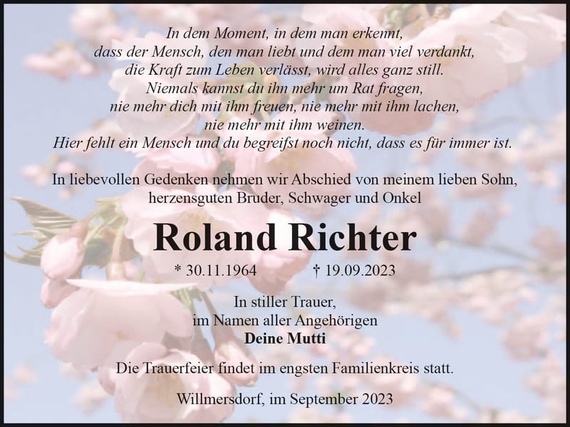Traueranzeige Roland Richter
