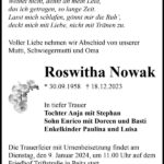 Traueranzeige Roswitha Nowak