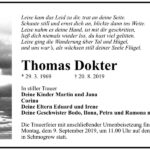Traueranzeige Thomas Dokter