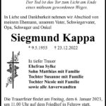 Traueranzeige Siegmund Kappa