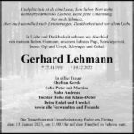 Traueranzeige Gerhard Lehmann
