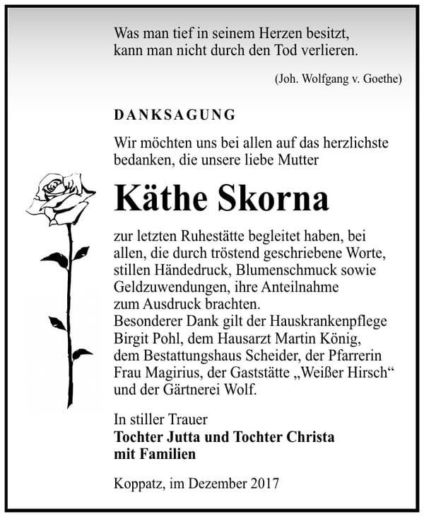 Danksagung Käthe Skorna