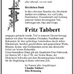 Traueranzeige Fritz Tabbert