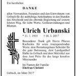 Danksagung Ulrich Urbanski