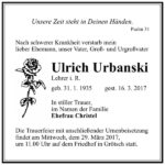 Traueranzeige Ulrich Urbanski