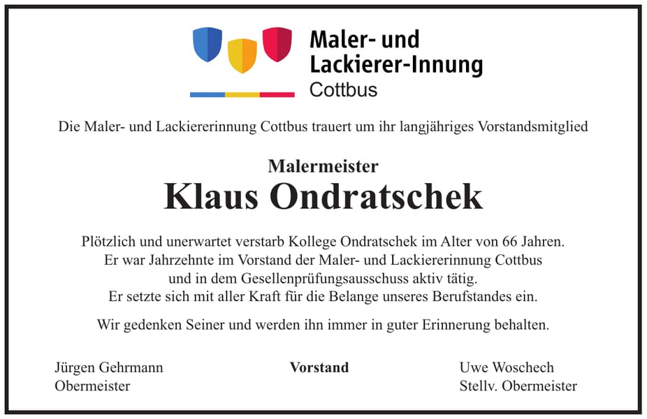 Traueranzeige Klaus Ondratschek