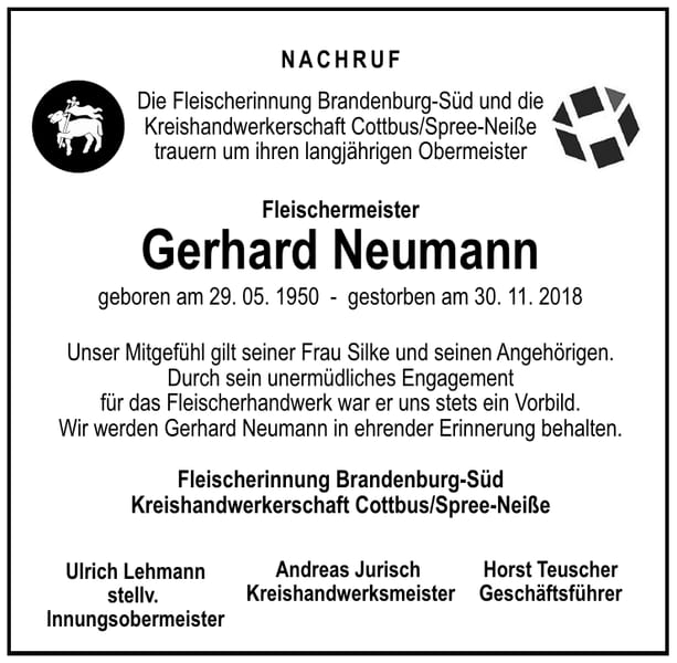 Traueranzeige Gerhard Neumann