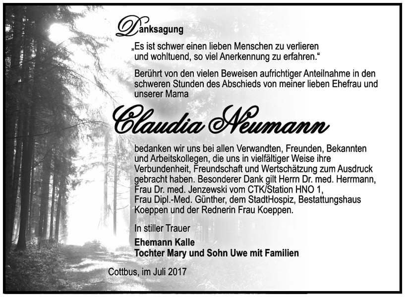 Danksagung Claudia Neumann