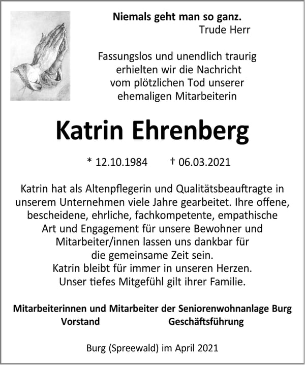 Nachruf Katrin Ehrenberg