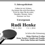 Jahresgedenken Rudi Henke