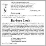 Danksagung Barbara Lenk