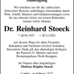 Danksagung Dr. Reinhard Stoeck