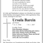 Traueranzeige Ursula Barein, geb. Knorr